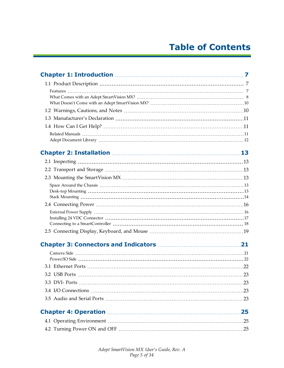 Adept Smart Vision MX User Manual | Page 5 / 34