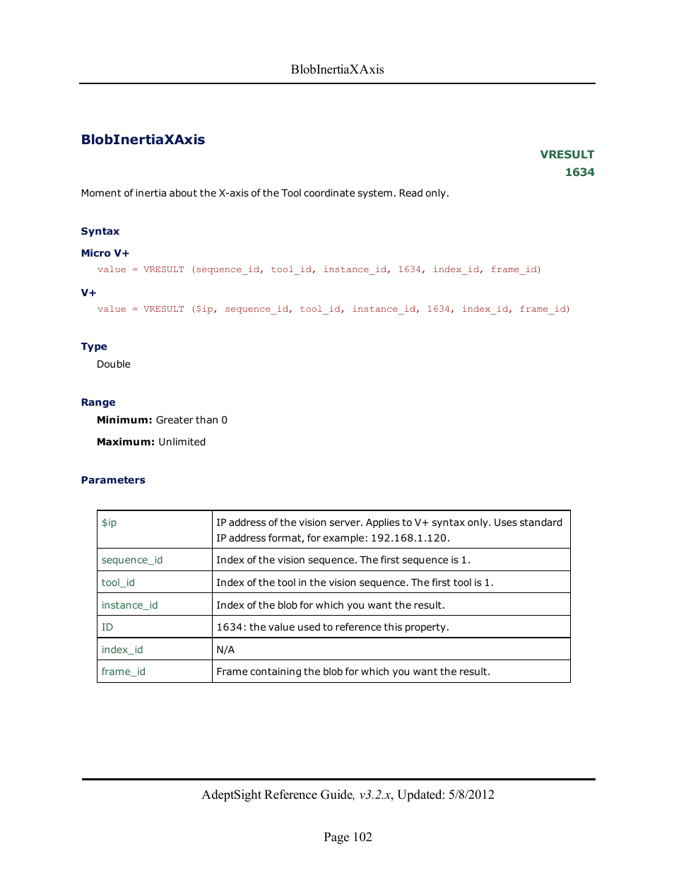 Blobinertiaxaxis | Adept AdeptSight Reference Guide User Manual | Page 102 / 579