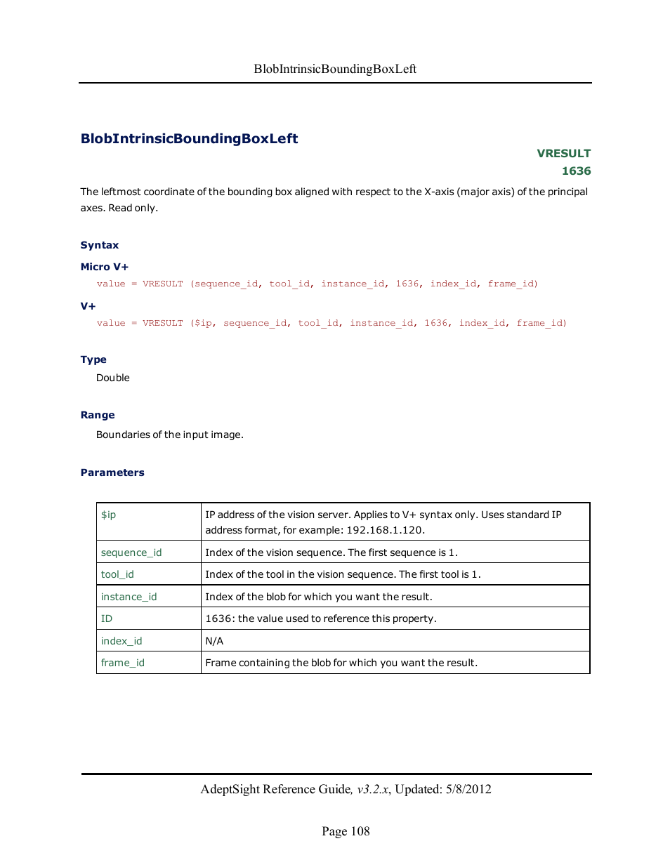 Blobintrinsicboundingboxleft | Adept AdeptSight Reference Guide User Manual | Page 108 / 579