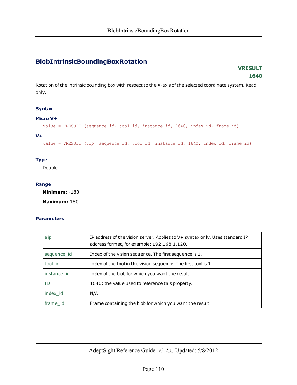 Blobintrinsicboundingboxrotation | Adept AdeptSight Reference Guide User Manual | Page 110 / 579