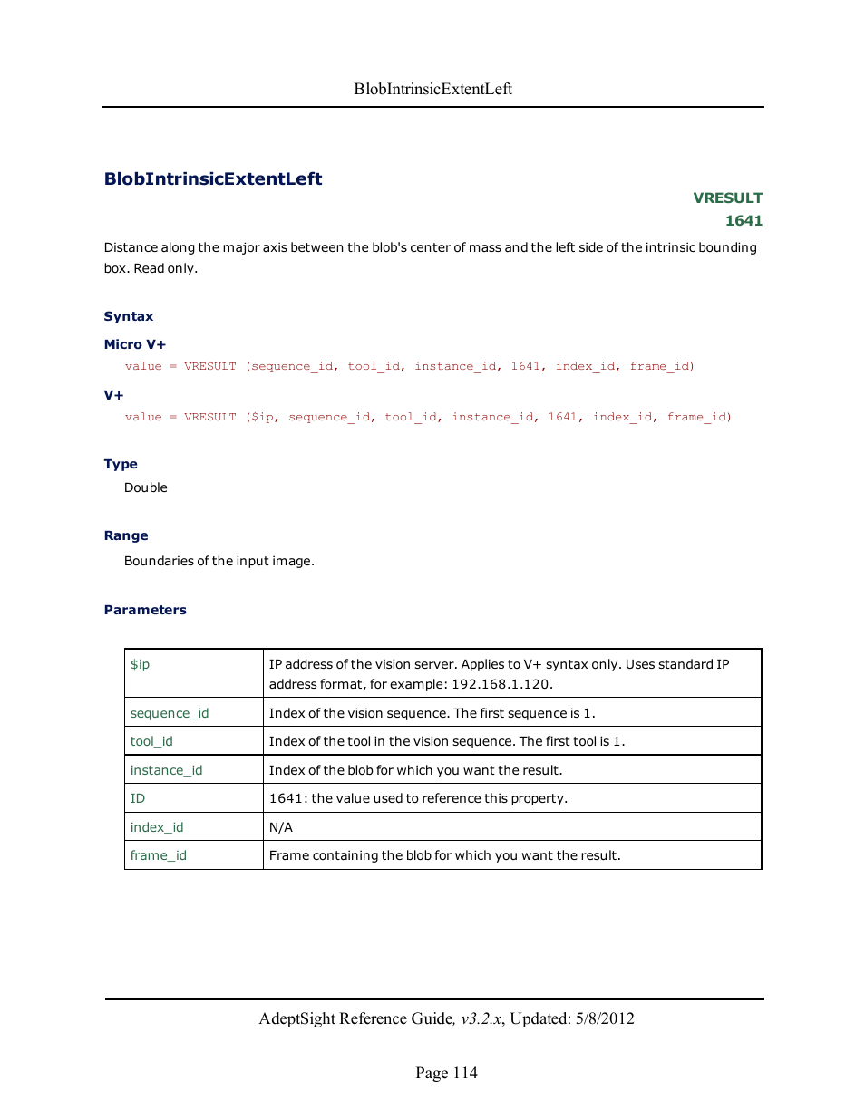 Blobintrinsicextentleft | Adept AdeptSight Reference Guide User Manual | Page 114 / 579