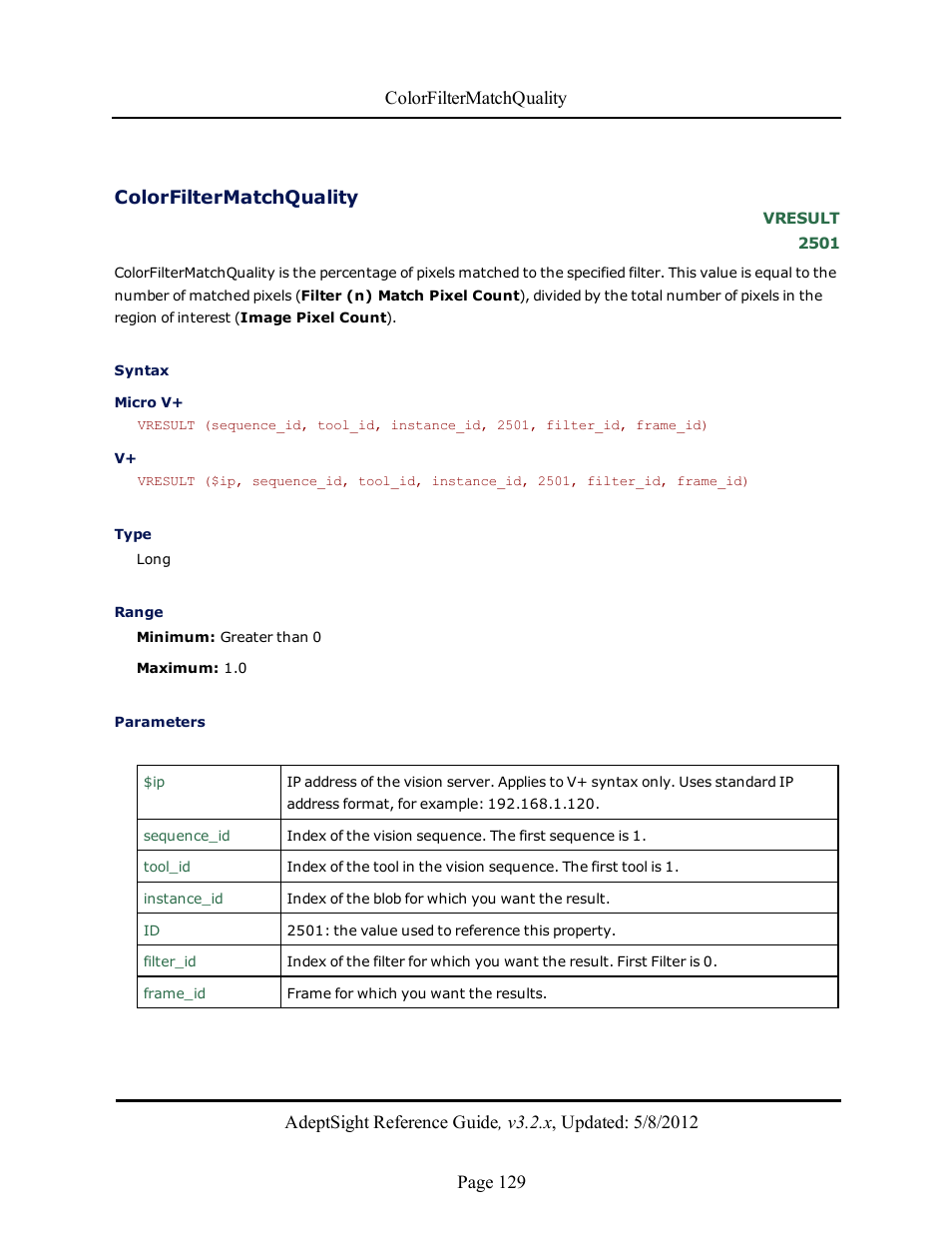 Colorfiltermatchquality | Adept AdeptSight Reference Guide User Manual | Page 129 / 579