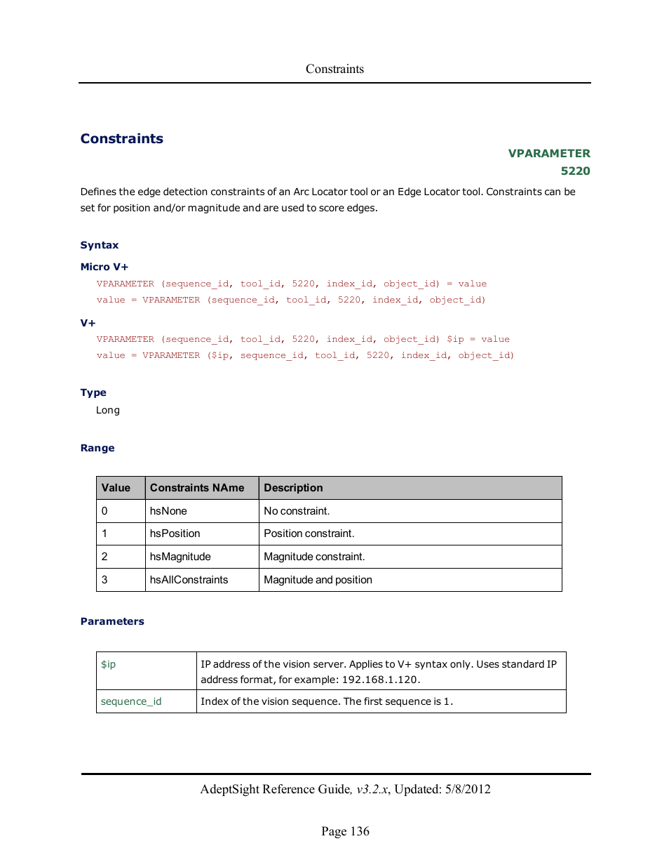 Constraints | Adept AdeptSight Reference Guide User Manual | Page 136 / 579