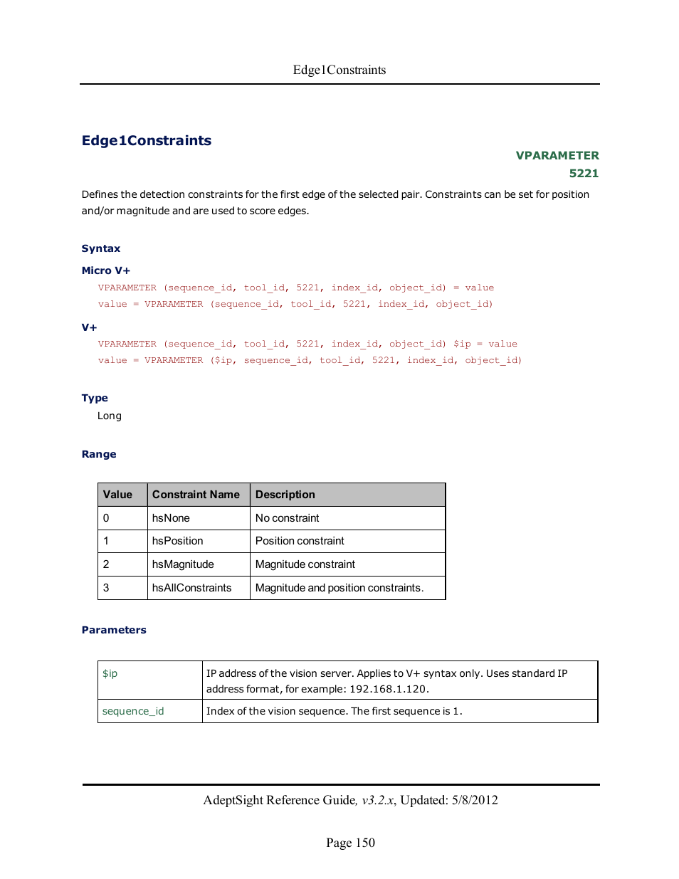 Edge1constraints | Adept AdeptSight Reference Guide User Manual | Page 150 / 579