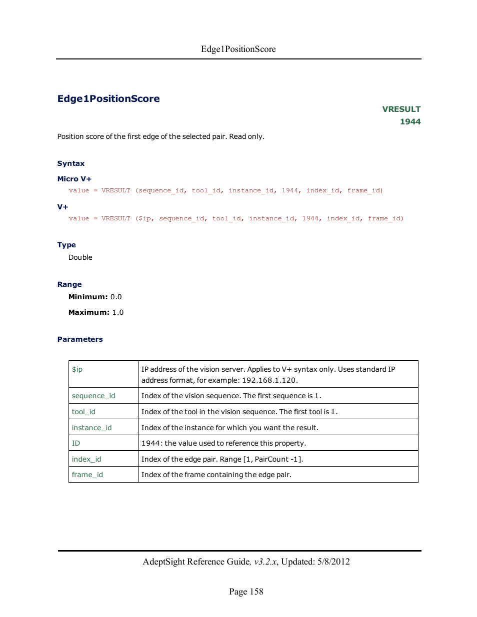 Edge1positionscore | Adept AdeptSight Reference Guide User Manual | Page 158 / 579