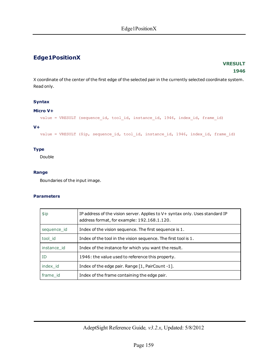 Edge1positionx | Adept AdeptSight Reference Guide User Manual | Page 159 / 579