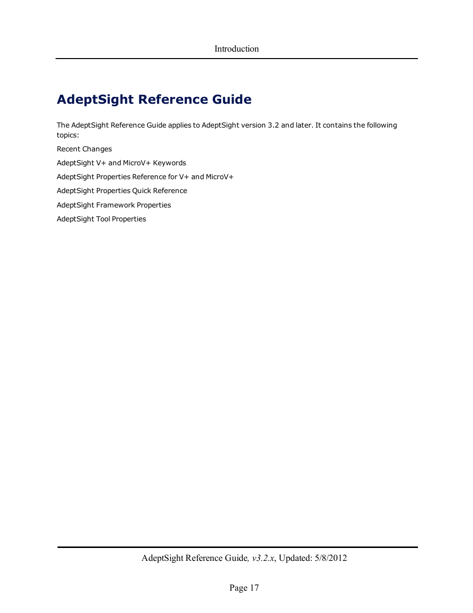 Adeptsight reference guide | Adept AdeptSight Reference Guide User Manual | Page 17 / 579