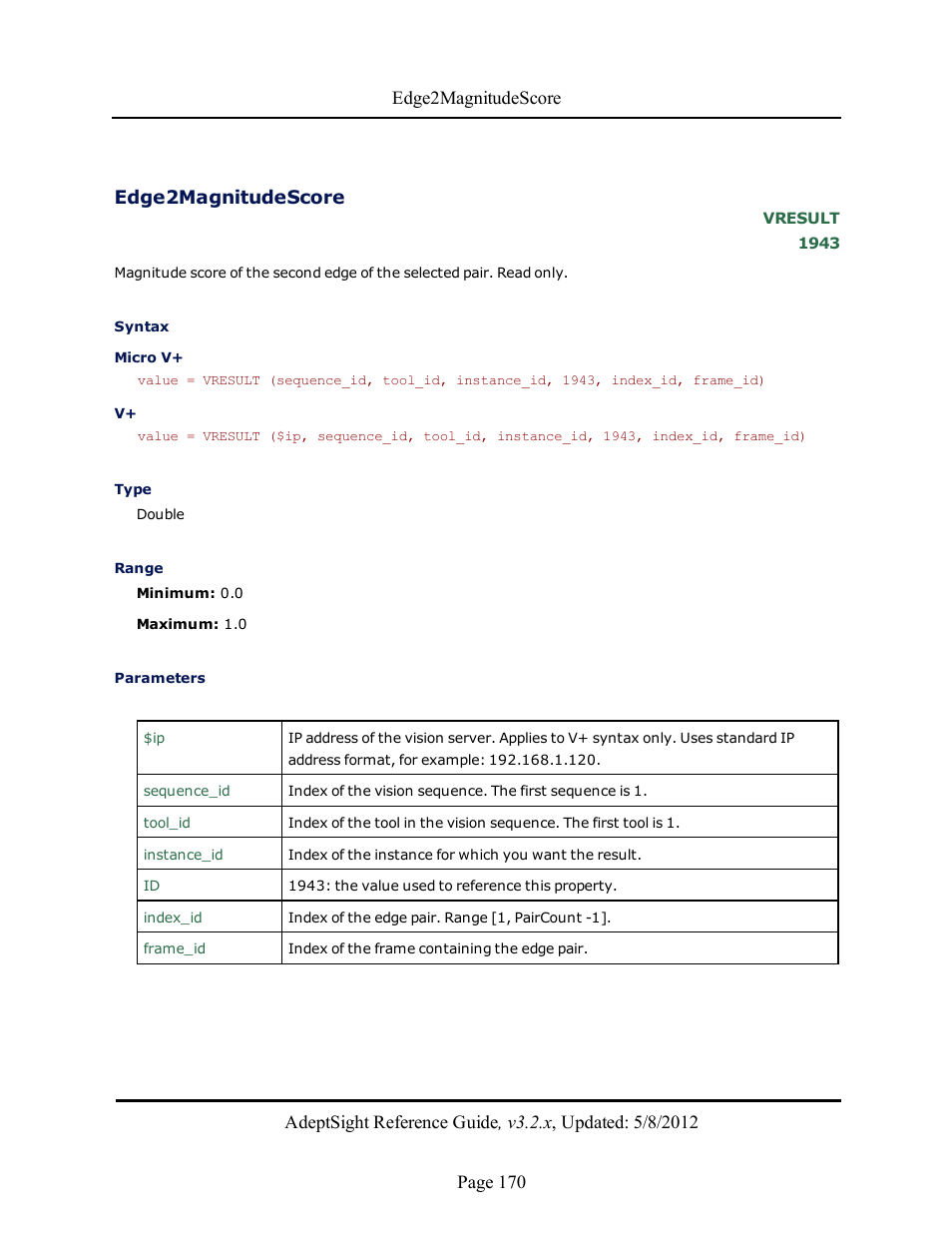 Edge2magnitudescore | Adept AdeptSight Reference Guide User Manual | Page 170 / 579