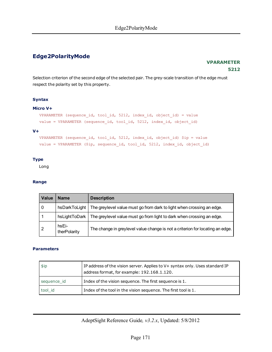 Edge2polaritymode | Adept AdeptSight Reference Guide User Manual | Page 171 / 579