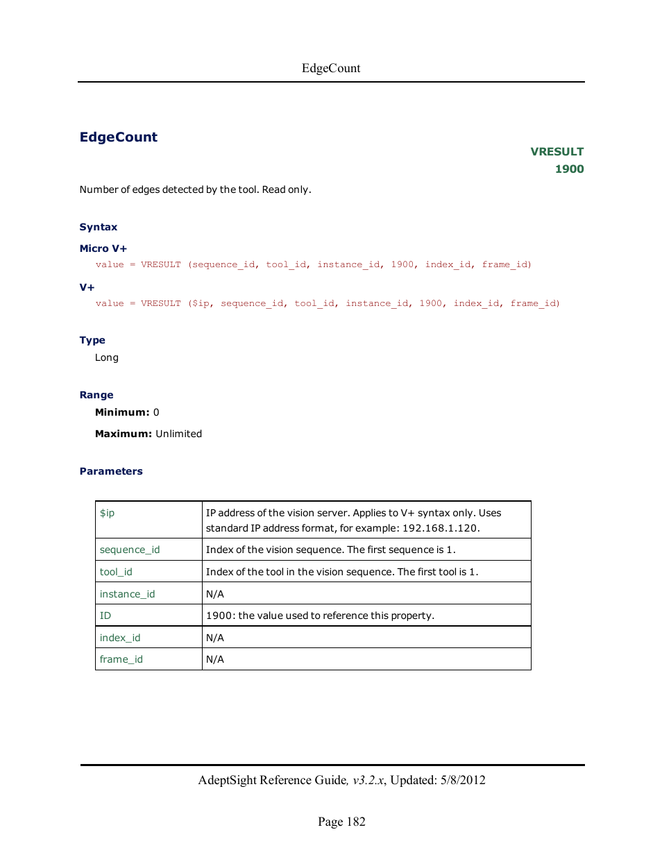 Edgecount | Adept AdeptSight Reference Guide User Manual | Page 182 / 579