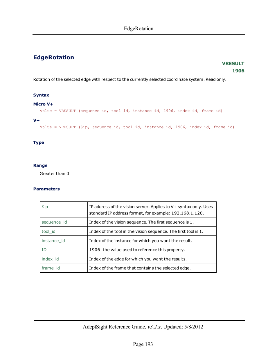 Edgerotation | Adept AdeptSight Reference Guide User Manual | Page 193 / 579