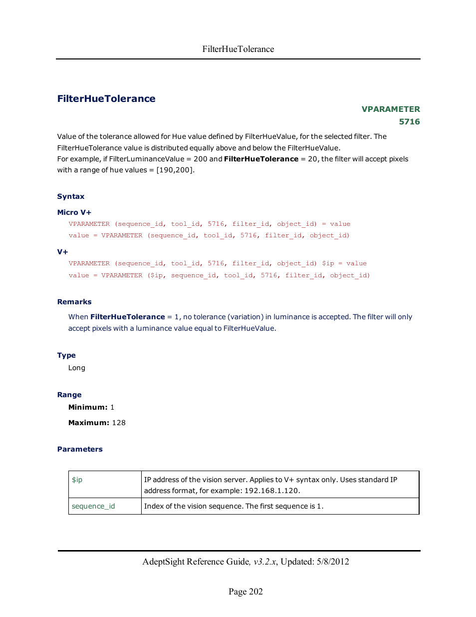 Filterhuetolerance | Adept AdeptSight Reference Guide User Manual | Page 202 / 579