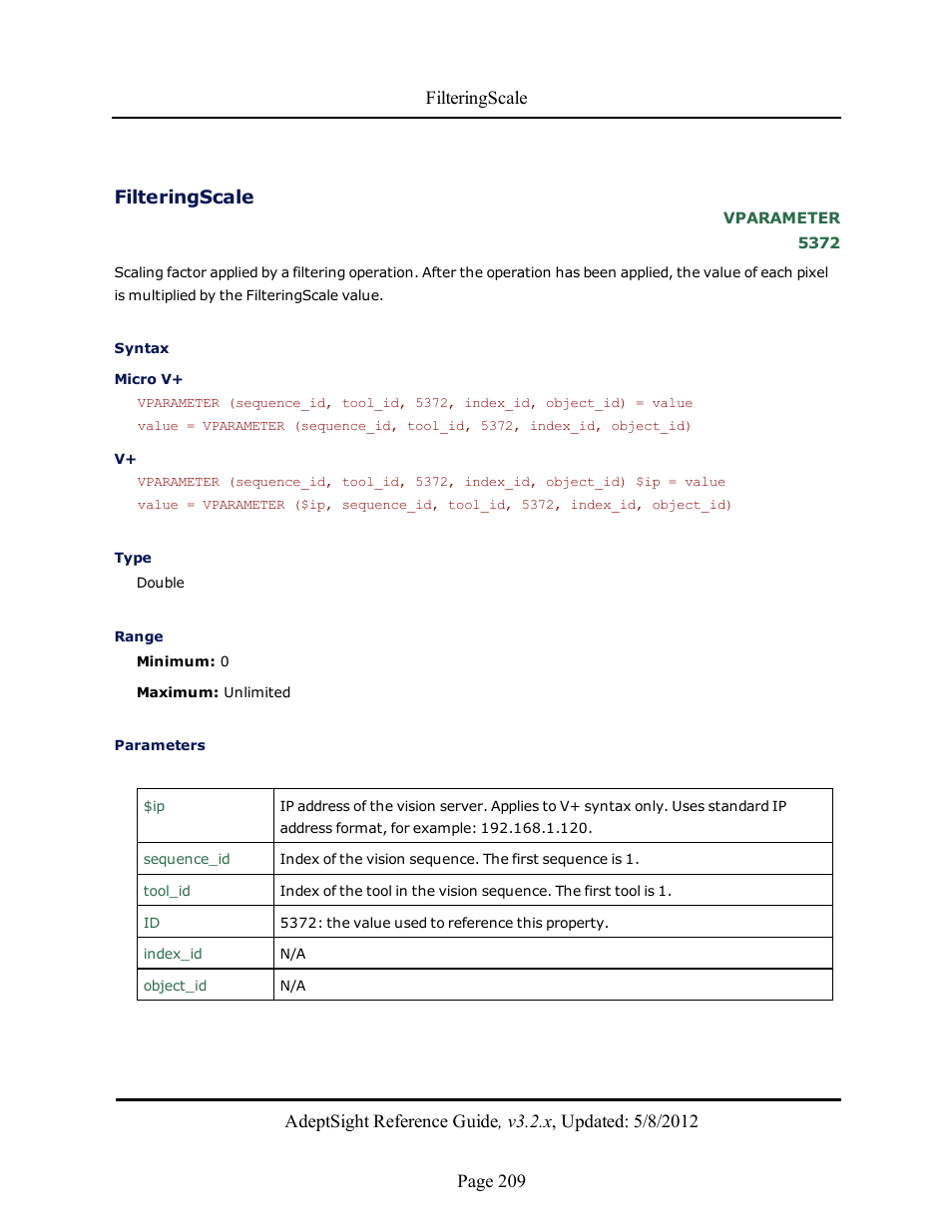 Filteringscale | Adept AdeptSight Reference Guide User Manual | Page 209 / 579