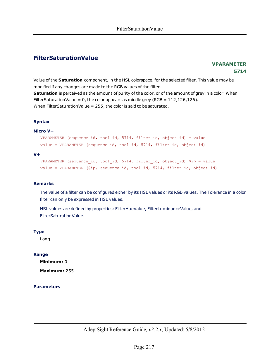 Filtersaturationvalue | Adept AdeptSight Reference Guide User Manual | Page 217 / 579