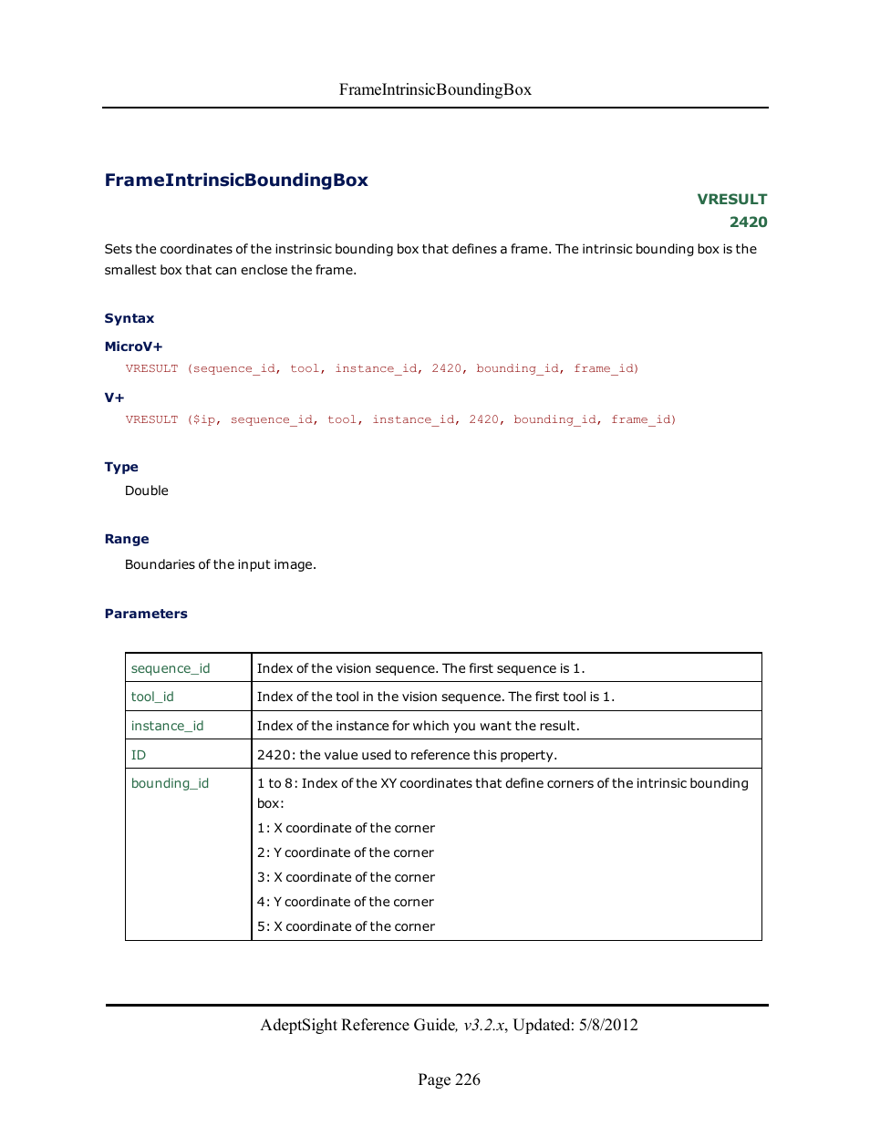 Frameintrinsicboundingbox | Adept AdeptSight Reference Guide User Manual | Page 226 / 579