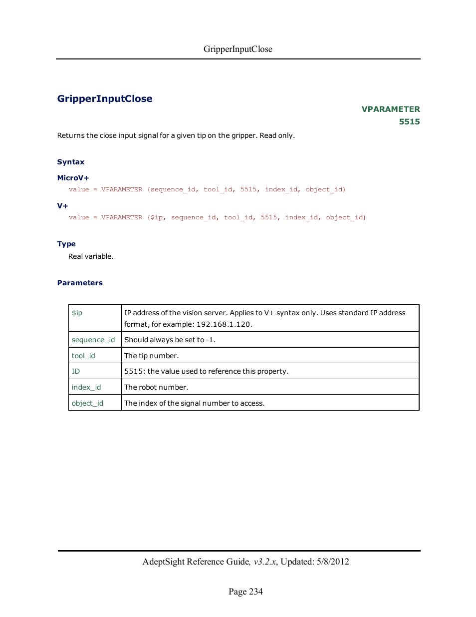 Gripperinputclose | Adept AdeptSight Reference Guide User Manual | Page 234 / 579