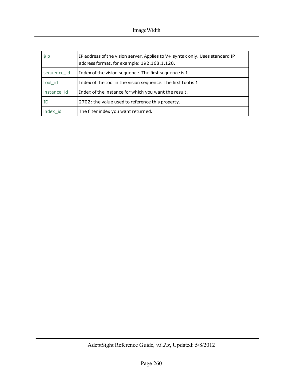 Adept AdeptSight Reference Guide User Manual | Page 260 / 579