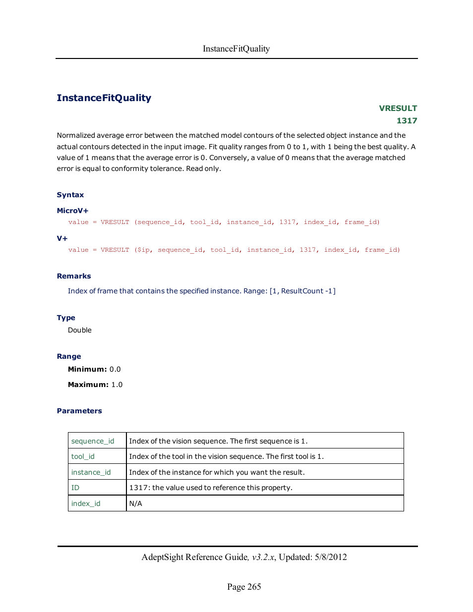 Instancefitquality | Adept AdeptSight Reference Guide User Manual | Page 265 / 579