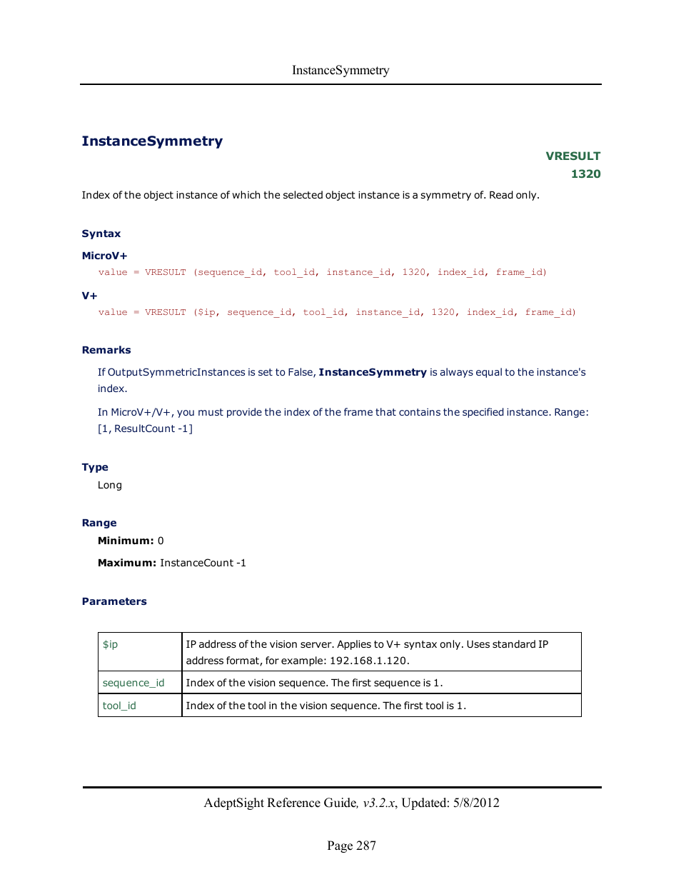 Instancesymmetry | Adept AdeptSight Reference Guide User Manual | Page 287 / 579