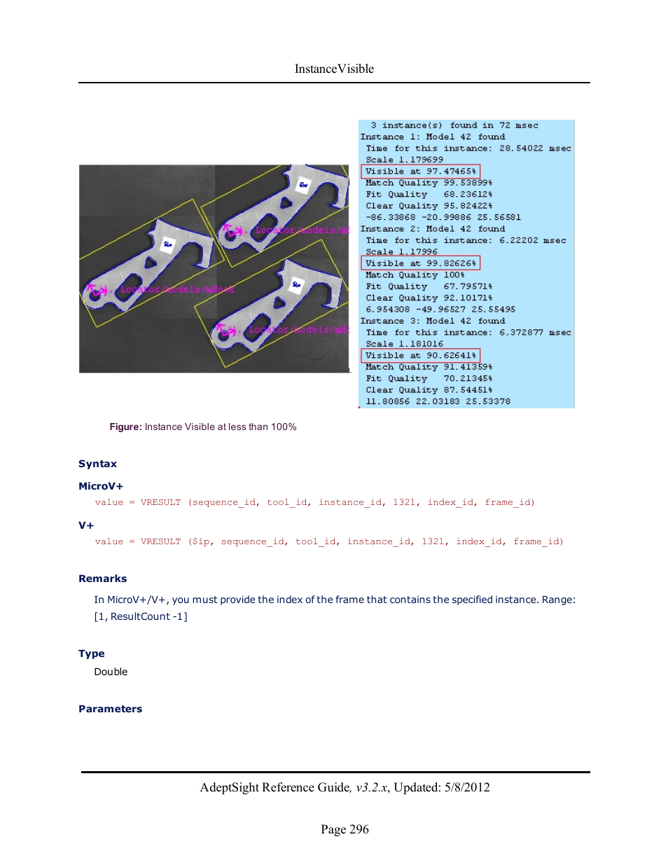 Adept AdeptSight Reference Guide User Manual | Page 296 / 579