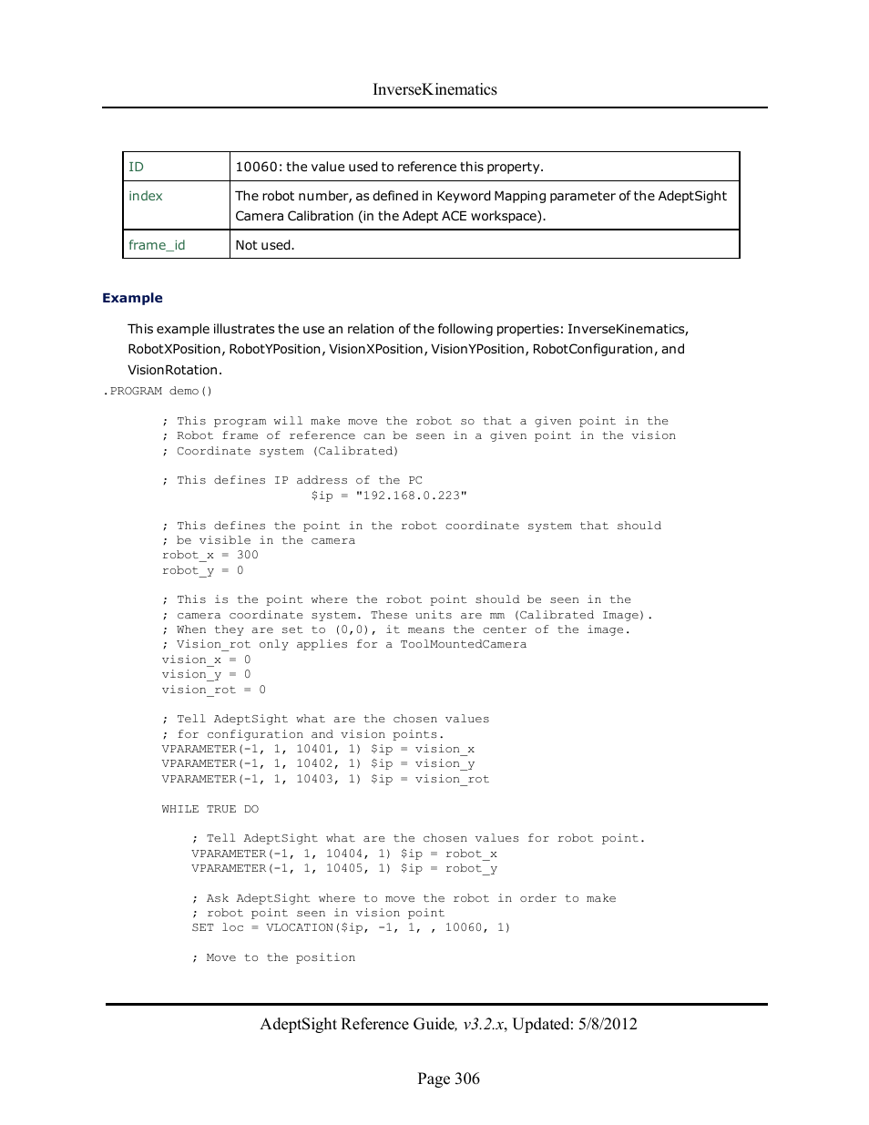 Adept AdeptSight Reference Guide User Manual | Page 306 / 579