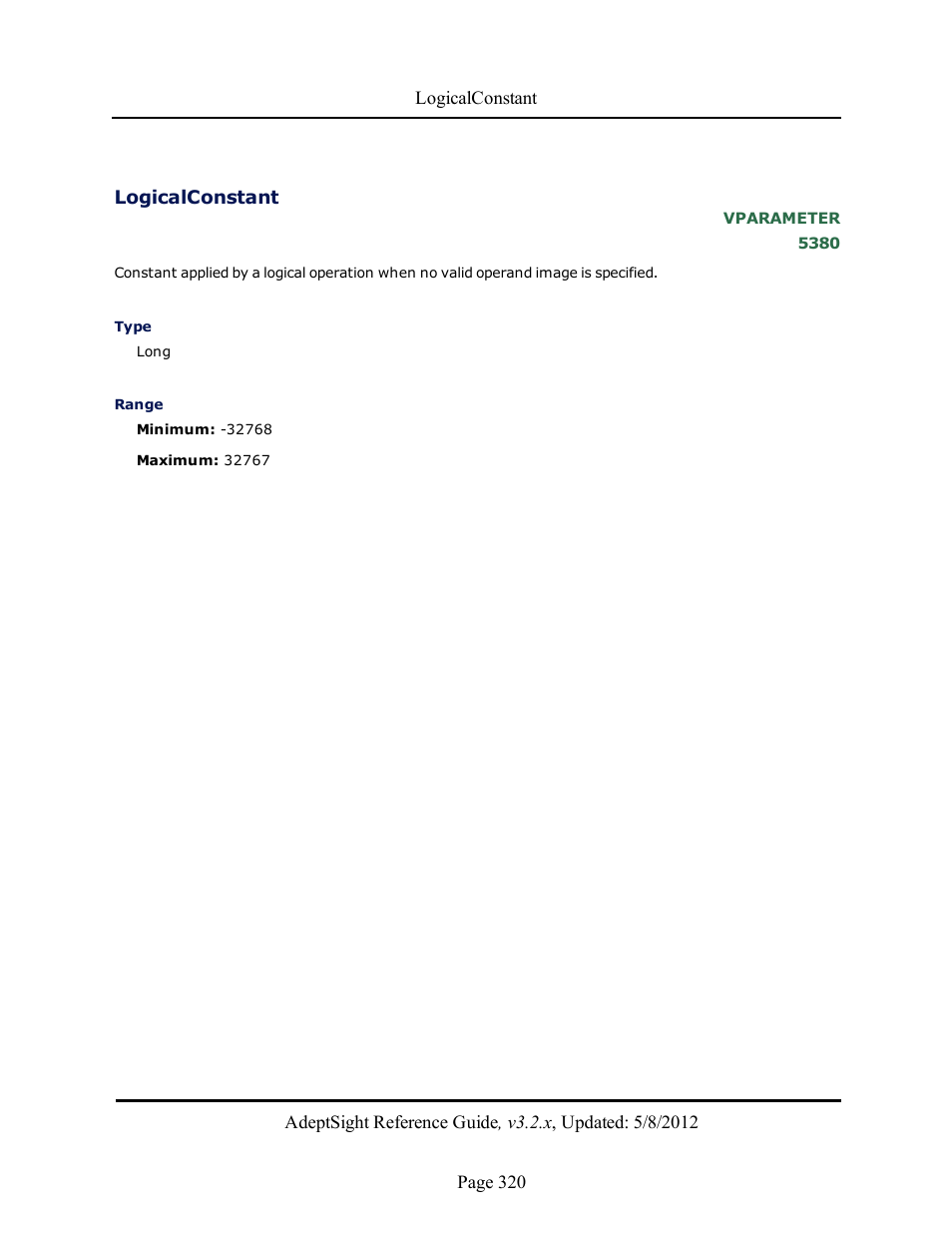 Logicalconstant | Adept AdeptSight Reference Guide User Manual | Page 320 / 579