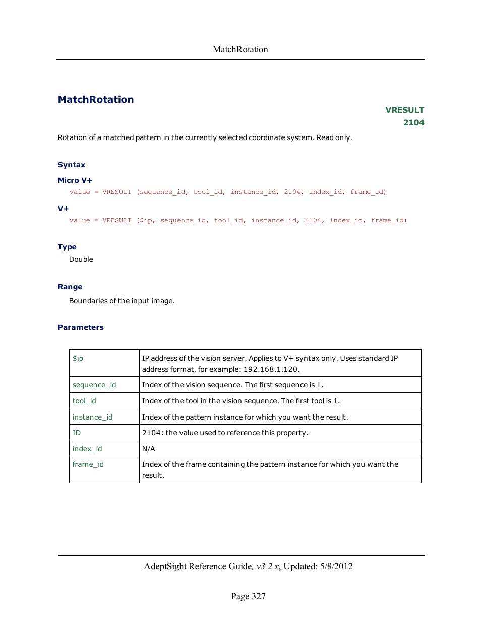 Matchrotation | Adept AdeptSight Reference Guide User Manual | Page 327 / 579