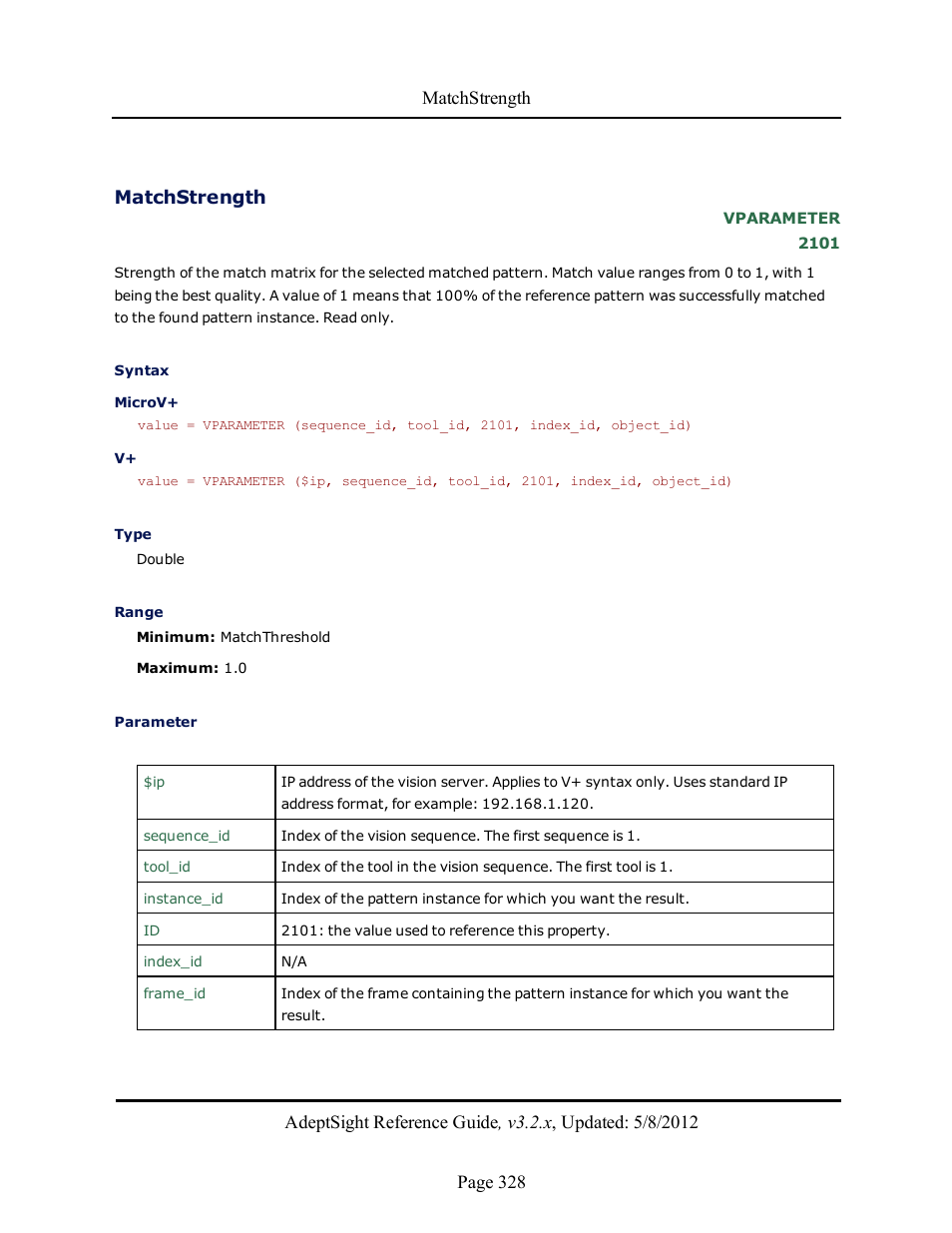 Matchstrength | Adept AdeptSight Reference Guide User Manual | Page 328 / 579