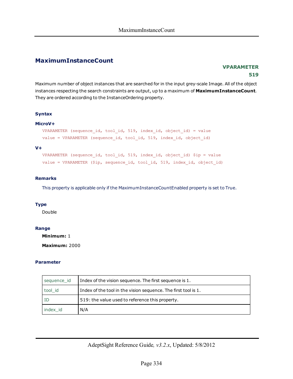 Maximuminstancecount | Adept AdeptSight Reference Guide User Manual | Page 334 / 579