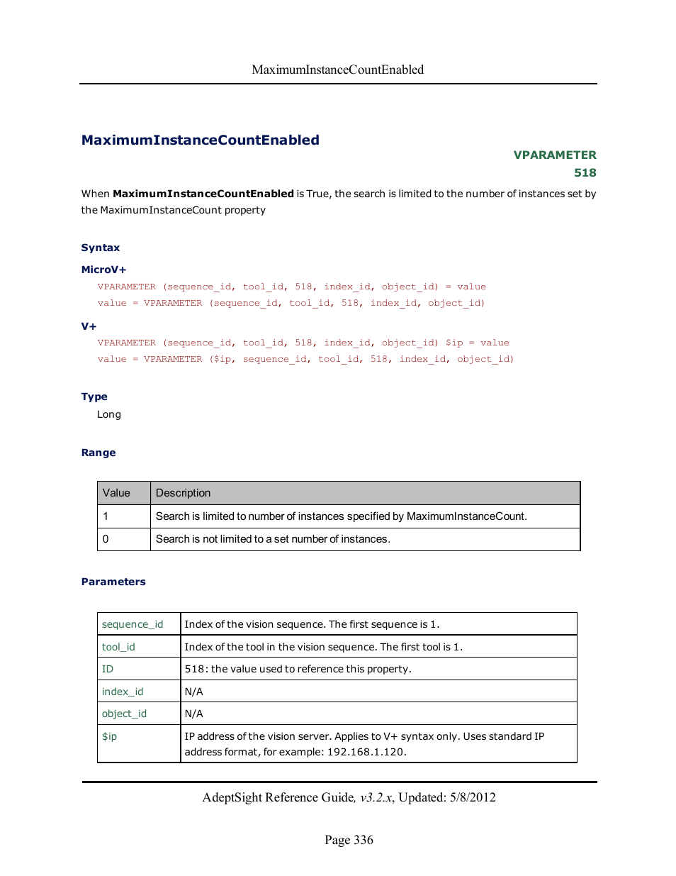 Maximuminstancecountenabled | Adept AdeptSight Reference Guide User Manual | Page 336 / 579