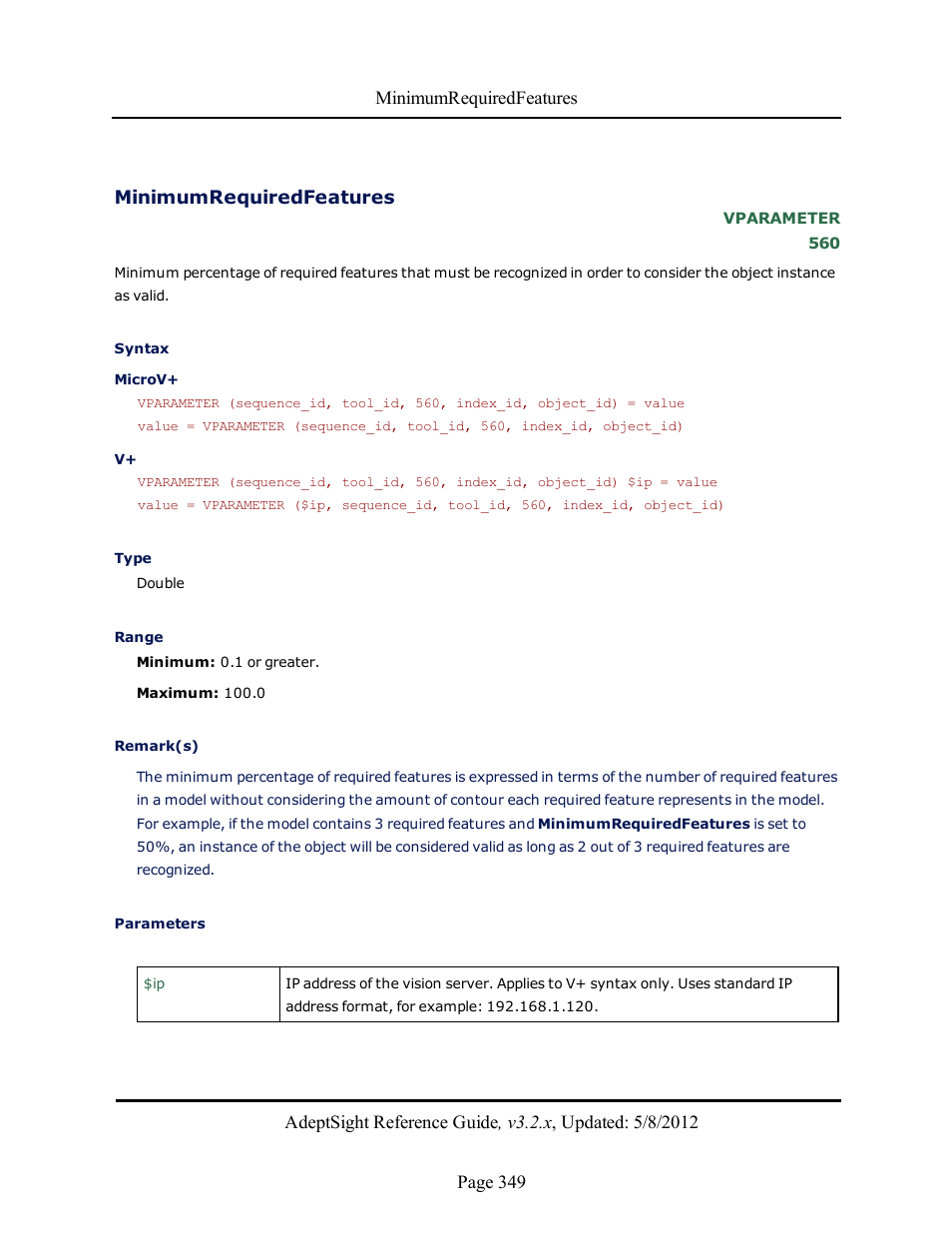 Minimumrequiredfeatures | Adept AdeptSight Reference Guide User Manual | Page 349 / 579