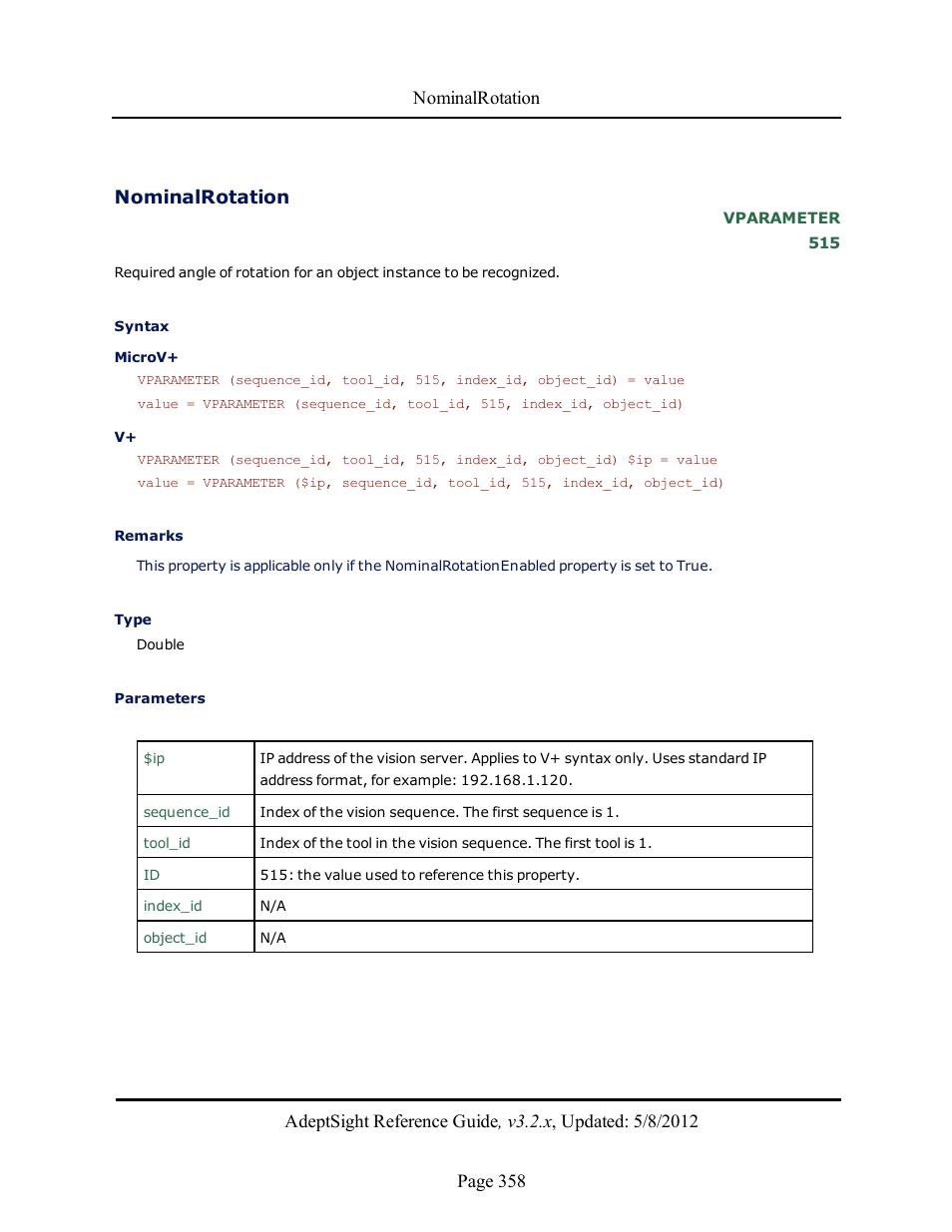 Nominalrotation | Adept AdeptSight Reference Guide User Manual | Page 358 / 579