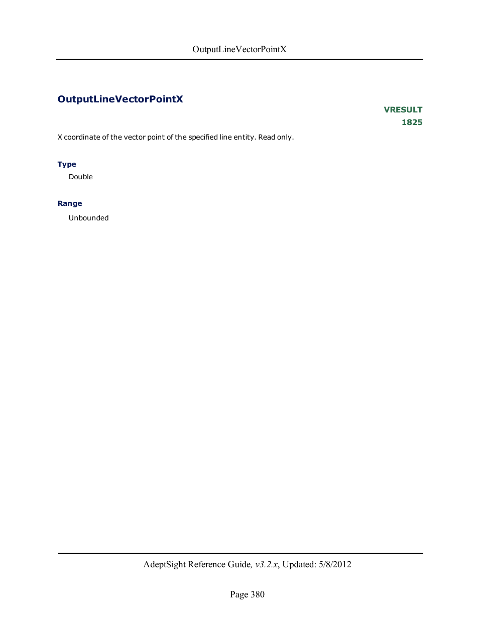 Outputlinevectorpointx | Adept AdeptSight Reference Guide User Manual | Page 380 / 579