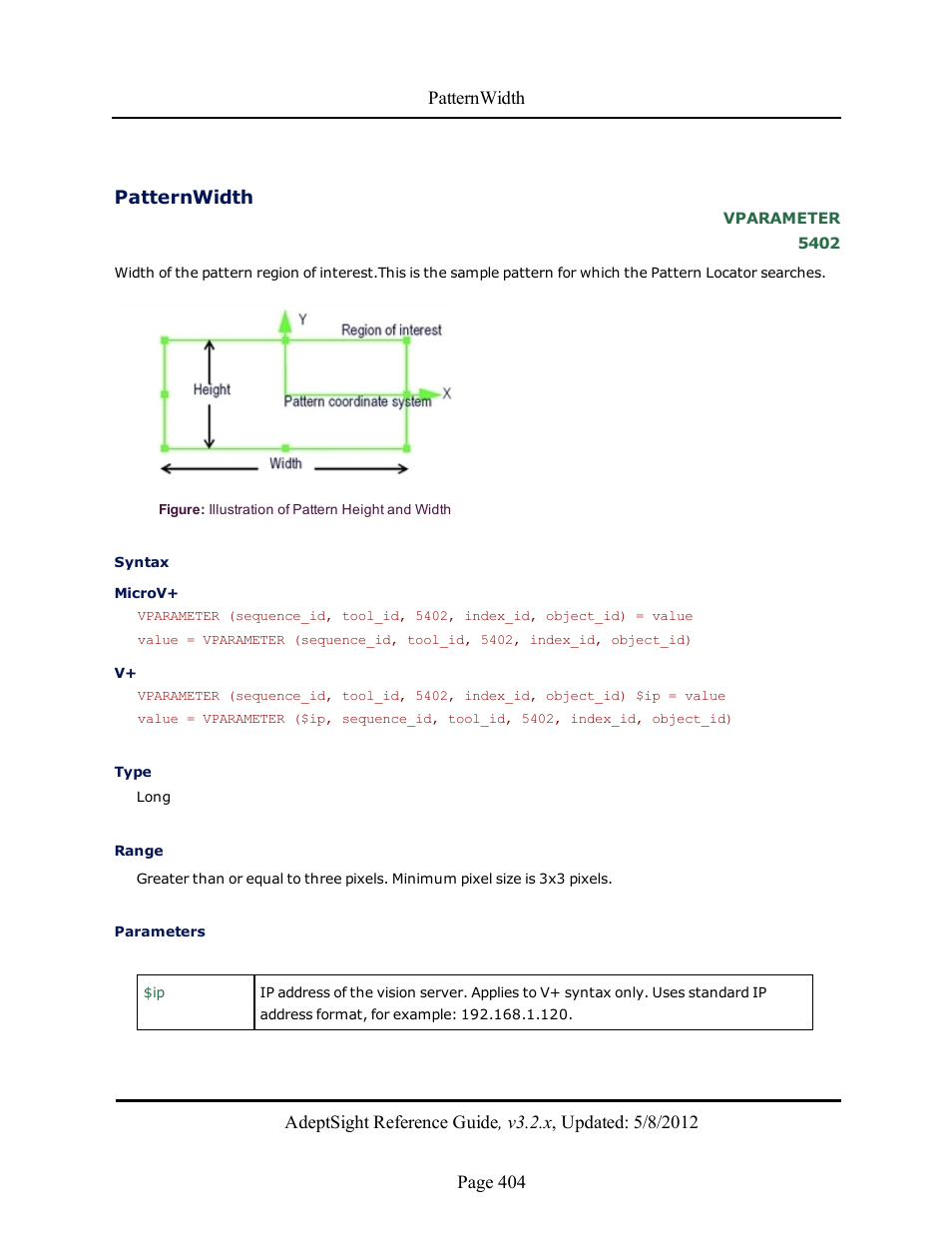 Patternwidth | Adept AdeptSight Reference Guide User Manual | Page 404 / 579