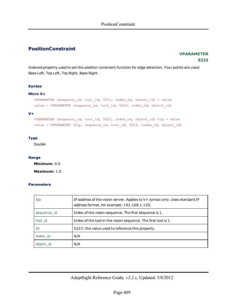 Positionconstraint | Adept AdeptSight Reference Guide User Manual | Page 409 / 579