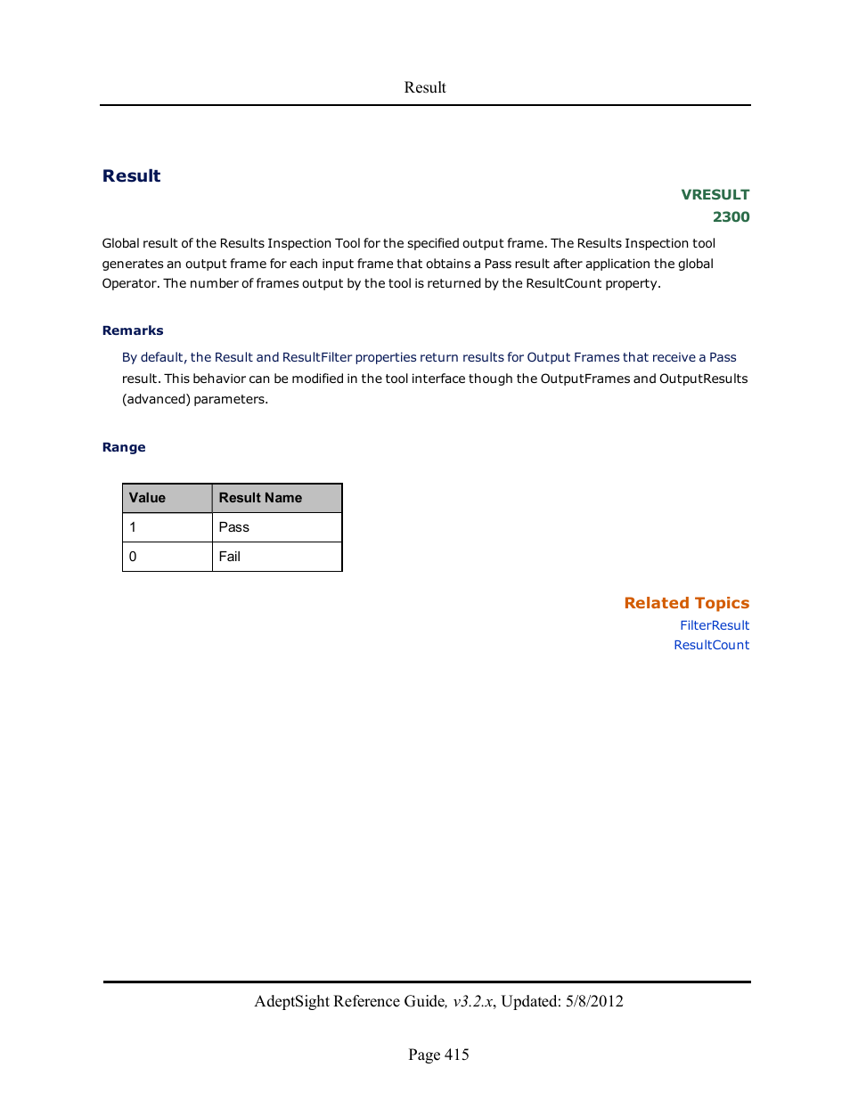 Result | Adept AdeptSight Reference Guide User Manual | Page 415 / 579