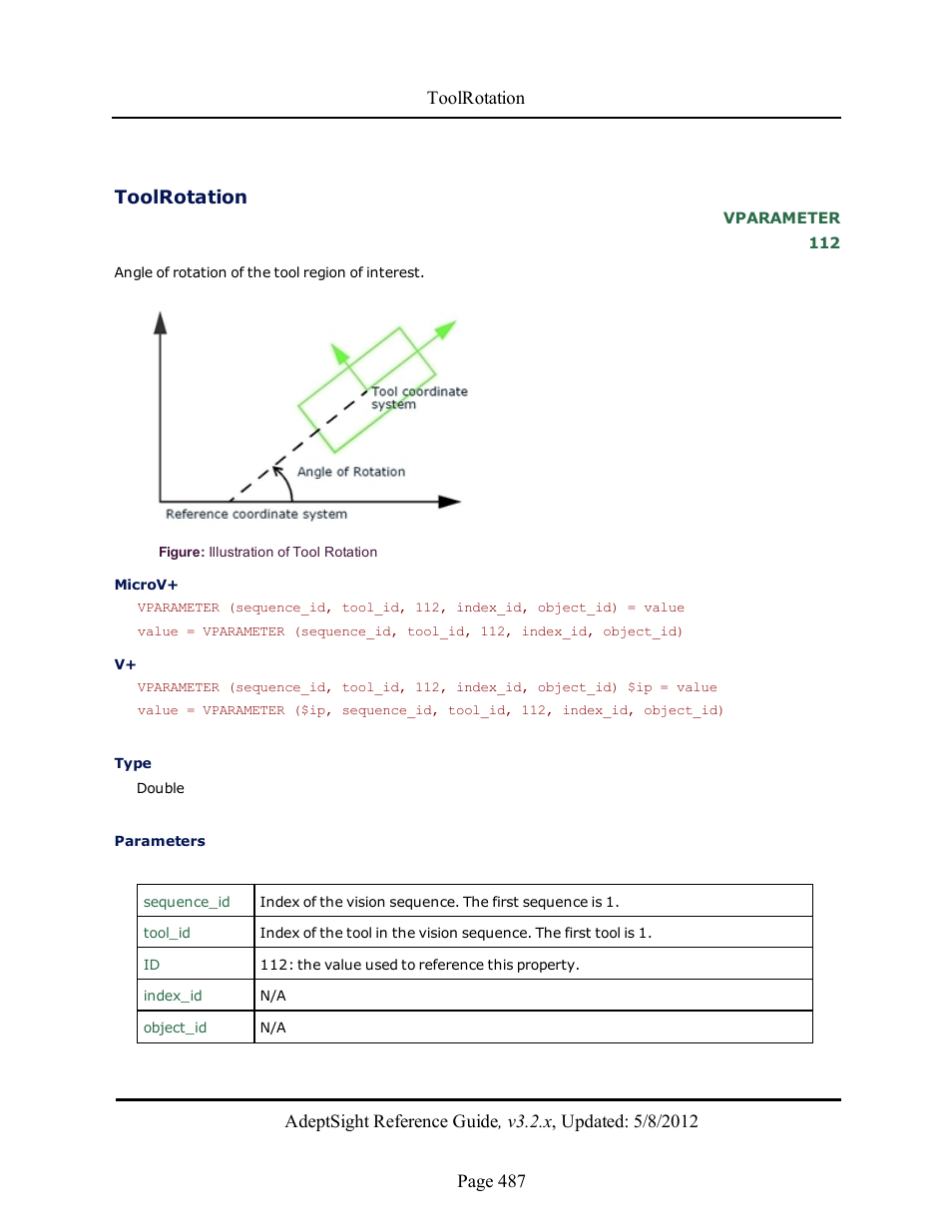 Toolrotation | Adept AdeptSight Reference Guide User Manual | Page 487 / 579