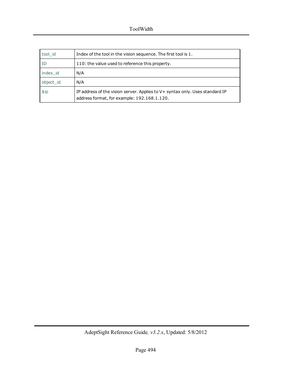 Adept AdeptSight Reference Guide User Manual | Page 494 / 579