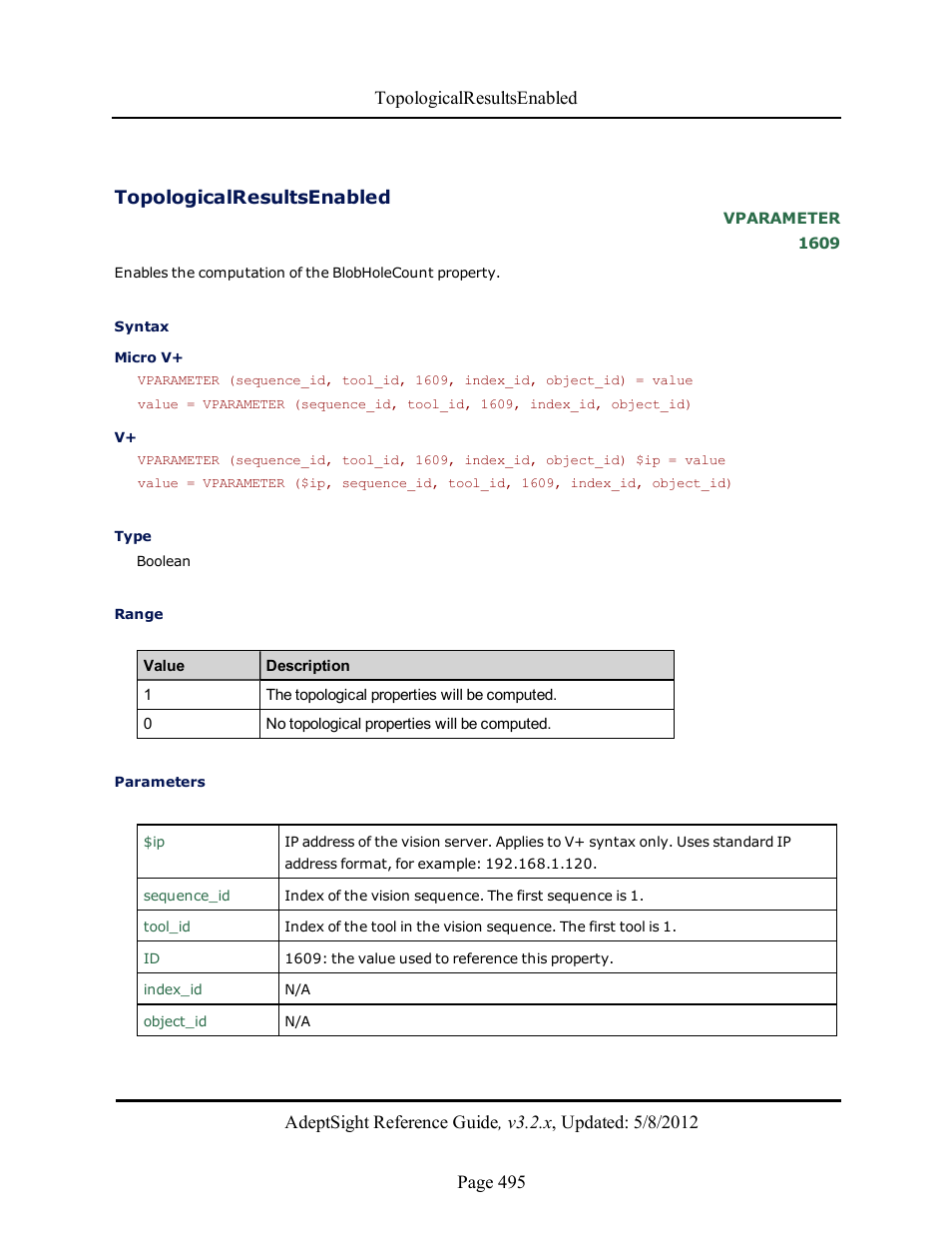 Topologicalresultsenabled | Adept AdeptSight Reference Guide User Manual | Page 495 / 579