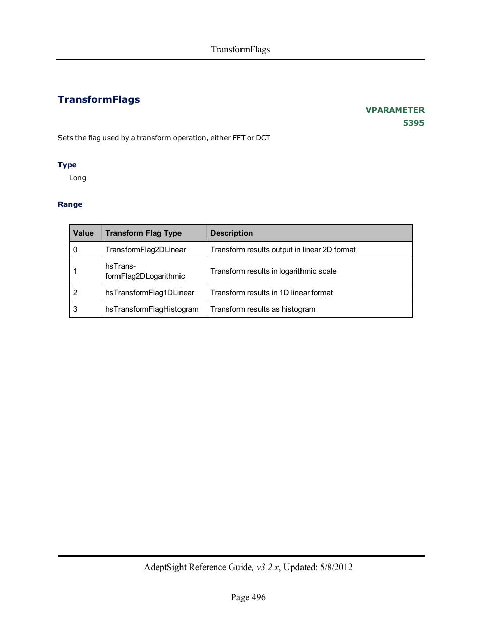 Transformflags | Adept AdeptSight Reference Guide User Manual | Page 496 / 579