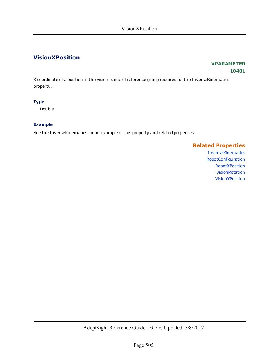 Visionxposition | Adept AdeptSight Reference Guide User Manual | Page 505 / 579