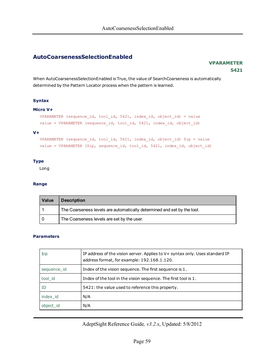 Autocoarsenessselectionenabled | Adept AdeptSight Reference Guide User Manual | Page 59 / 579