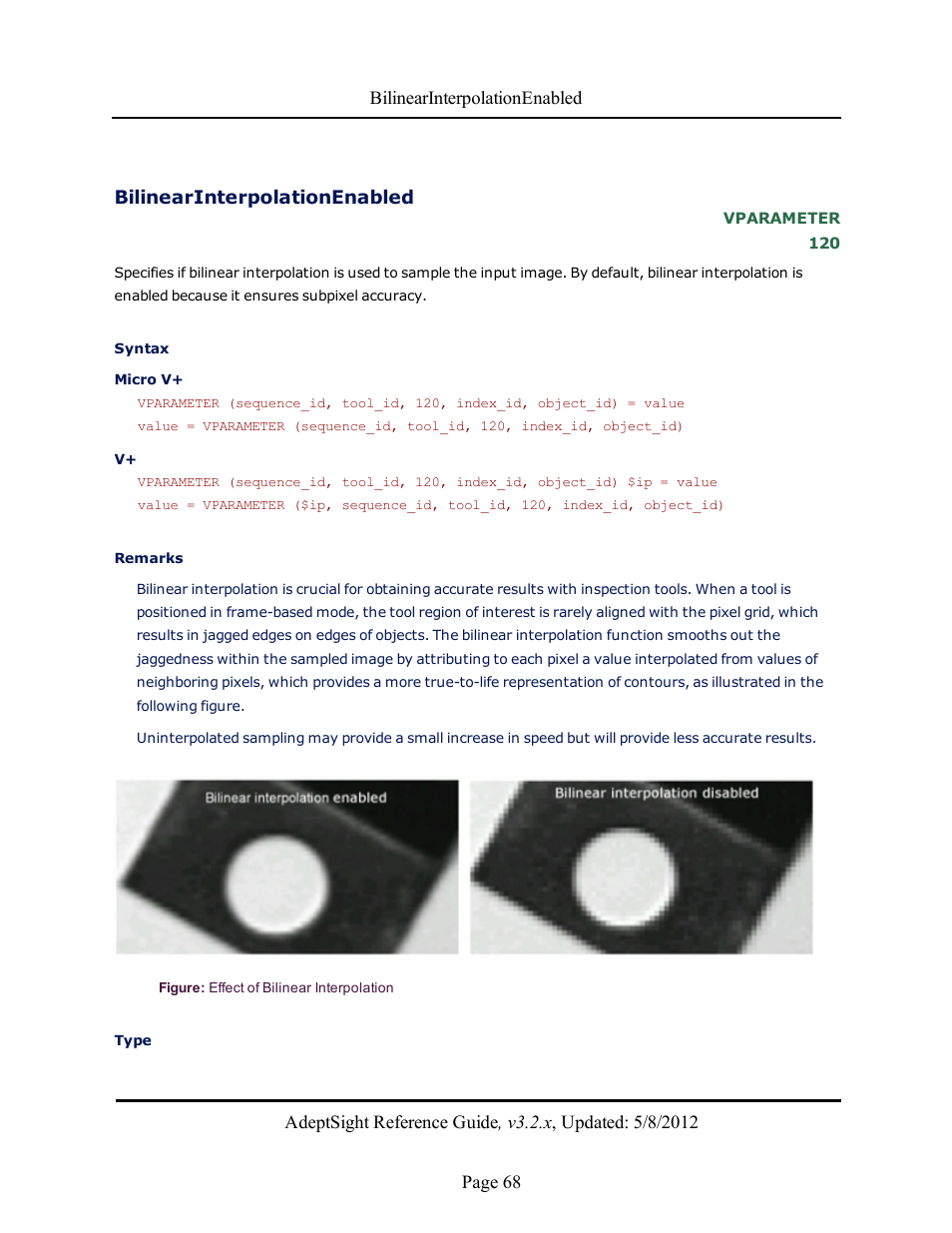 Bilinearinterpolationenabled | Adept AdeptSight Reference Guide User Manual | Page 68 / 579