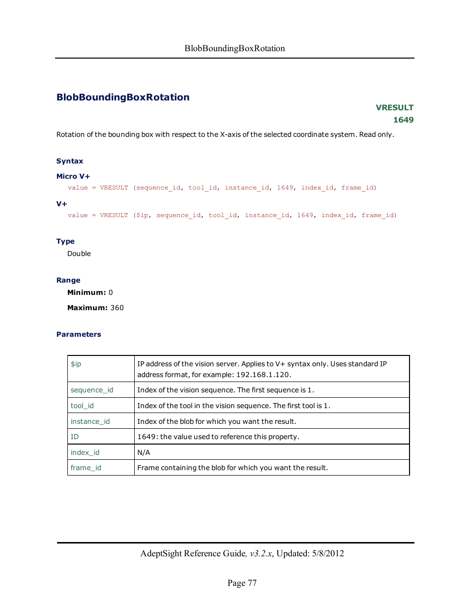 Blobboundingboxrotation | Adept AdeptSight Reference Guide User Manual | Page 77 / 579