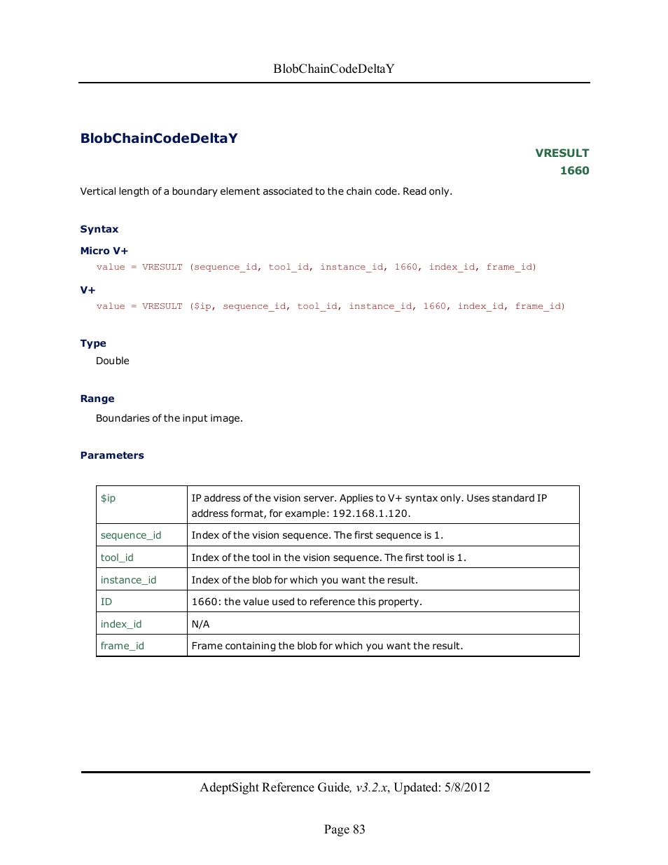 Blobchaincodedeltay | Adept AdeptSight Reference Guide User Manual | Page 83 / 579