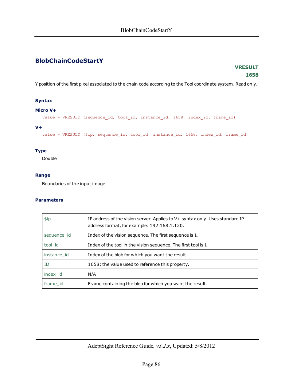 Blobchaincodestarty | Adept AdeptSight Reference Guide User Manual | Page 86 / 579