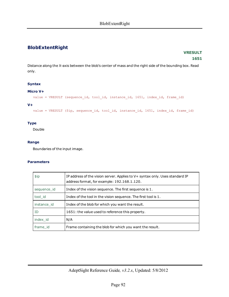 Blobextentright | Adept AdeptSight Reference Guide User Manual | Page 92 / 579