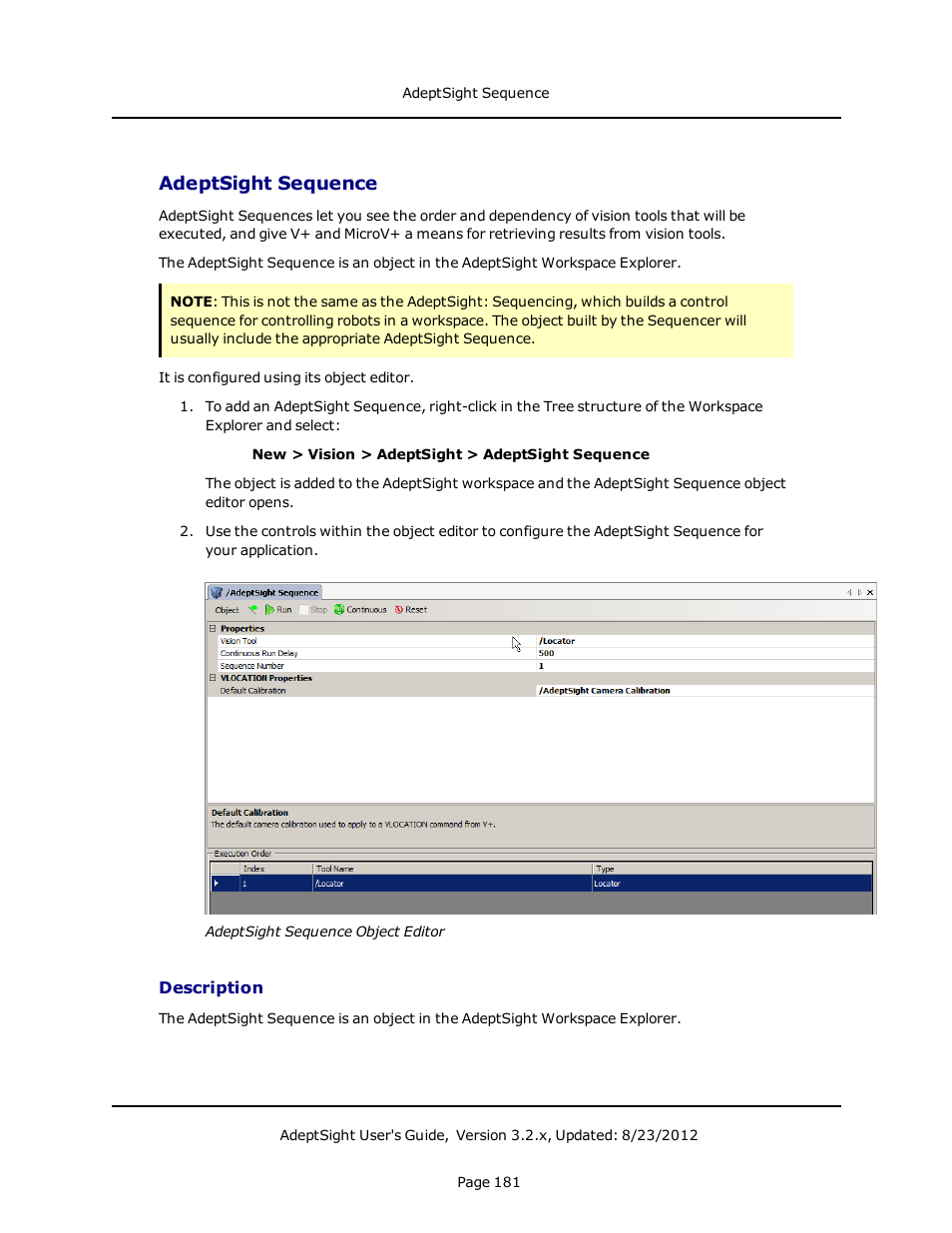 Adeptsight sequence, Description | Adept AdeptSight User Guide User Manual | Page 181 / 646