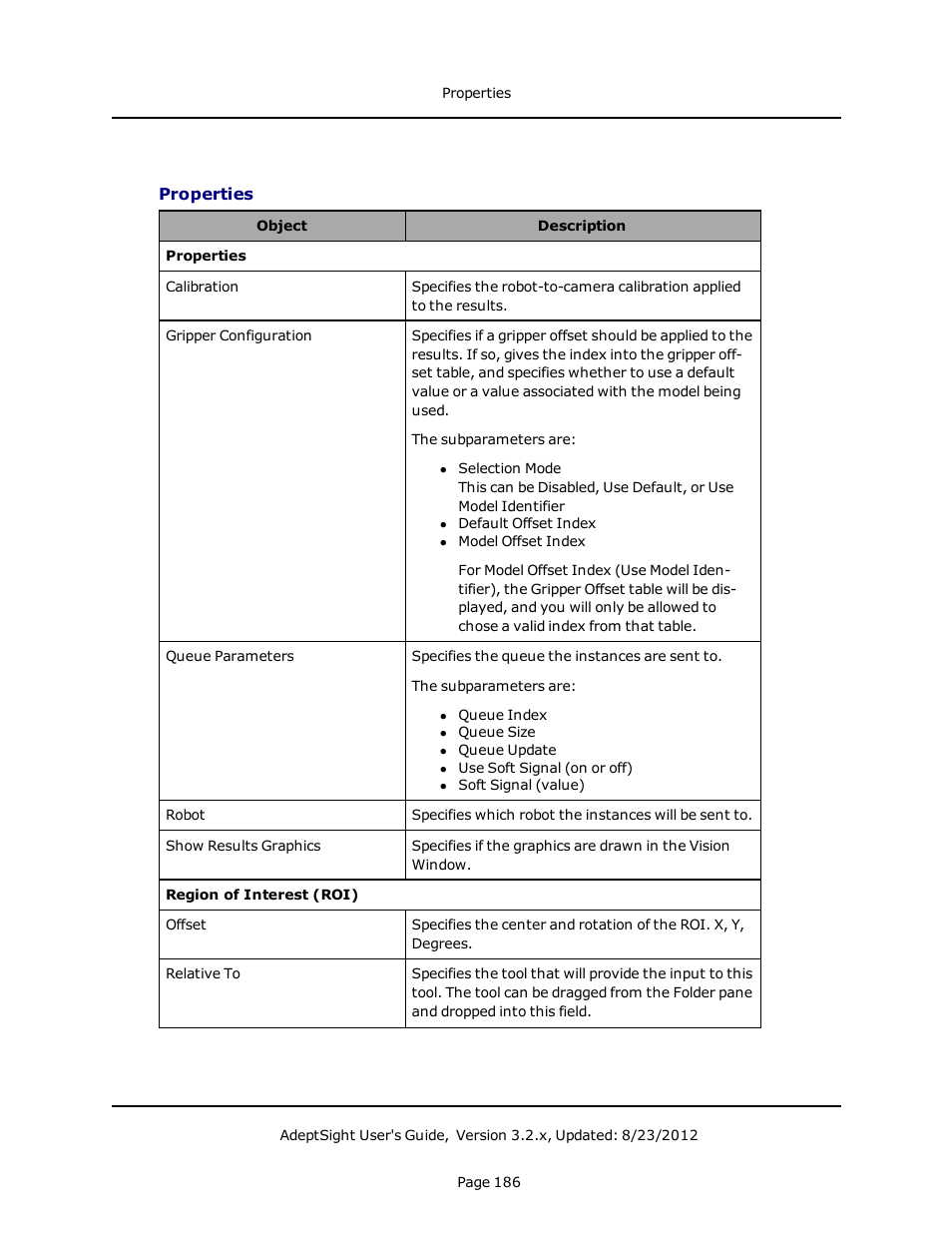 Properties | Adept AdeptSight User Guide User Manual | Page 186 / 646