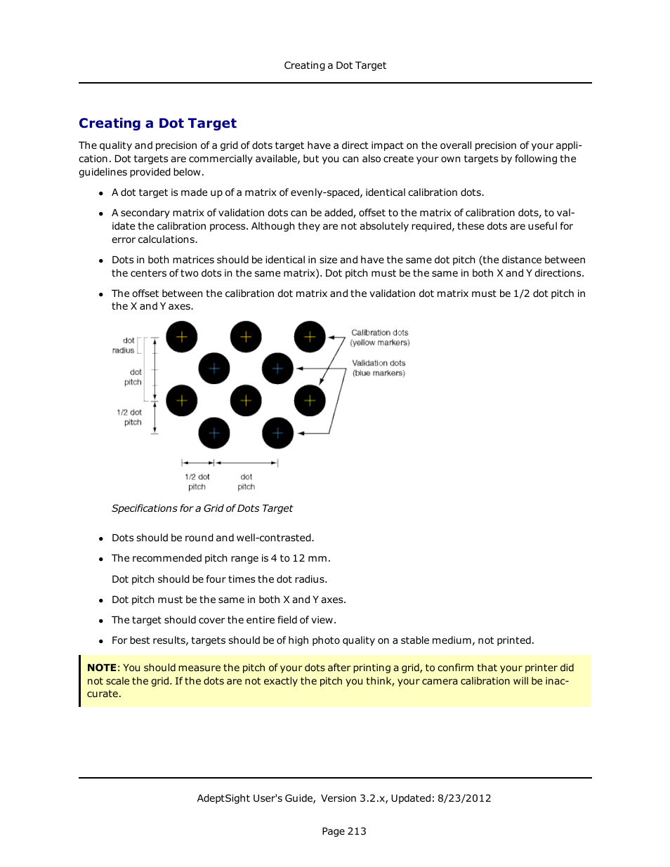 Creating a dot target | Adept AdeptSight User Guide User Manual | Page 213 / 646